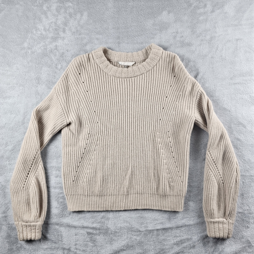Athleta Cashmere Wool Blend Pullover Long Sleeve Cream Sweater Womens Size S